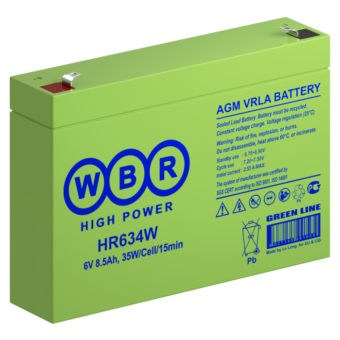 Аккумуляторная батарея для ОПС WBR HR 634, 6V, 9Ah