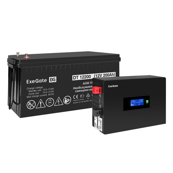 

Инвертор ExeGate IdealSine SR-600/DT 12200 (12В, 200Ач) , 600 VA, 600 Вт, EURO, розеток - 2, черный (EX297402RUS) (в комплекте внешний аккумулятор), IdealSine SR-600/DT 12200 (12В, 200Ач)