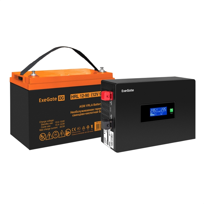 

Инвертор ExeGate IdealSine SR-600/HRL 12-90 (12В, 90Ач) , 600 VA, 600 Вт, EURO, розеток - 2, черный (EX297394RUS) (в комплекте внешний аккумулятор), IdealSine SR-600/HRL 12-90 (12В, 90Ач)