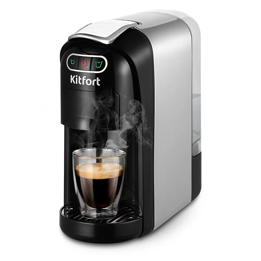 

Кофеварка капсульная Kitfort КТ-7508, 1.4 кВт, кофе капсульный / молотый, 700 мл, серебристый (КТ-7508), КТ-7508