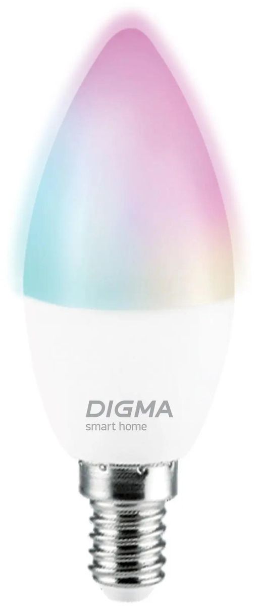 

Умная лампа Digma F1, 5 Вт, 470лм, 2700-6500К, E14, WiFi, белый (DLF1E14), F1