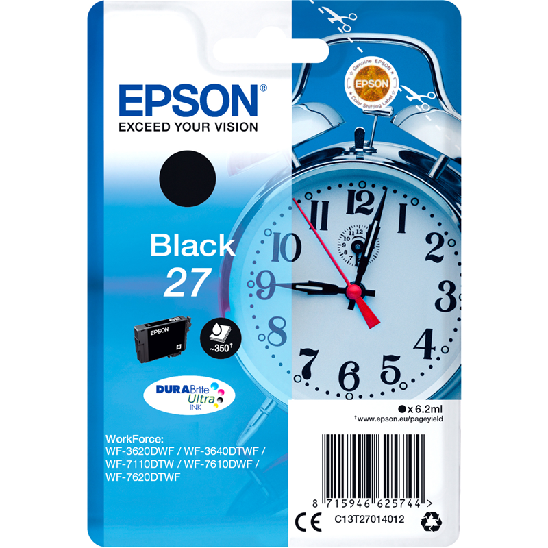Картридж Epson 27 (C13T27014012/C13T27014020/C13T27014022), черный, 6.2 мл