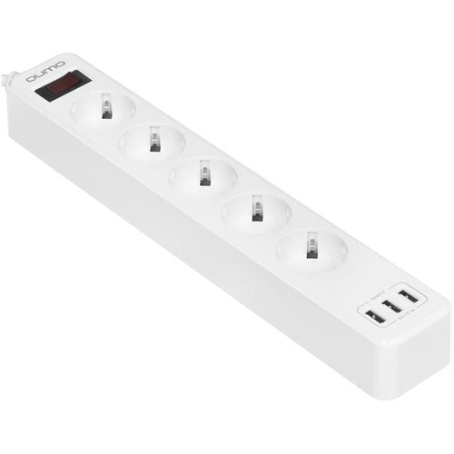 Сетевой фильтр Qumo Power Bar 5SP4U (P-0005), 5-розеток, 3xUSB, 2 м, белый