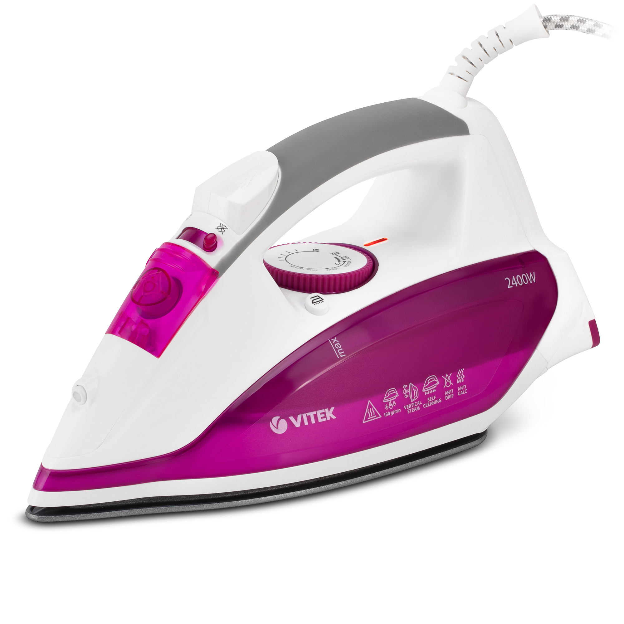

Утюг Vitek 1262-VT-02 2.4 кВт, длина шнура 1.8 м, фиолетовый/белый (1262-VT-02), 1262-VT-02