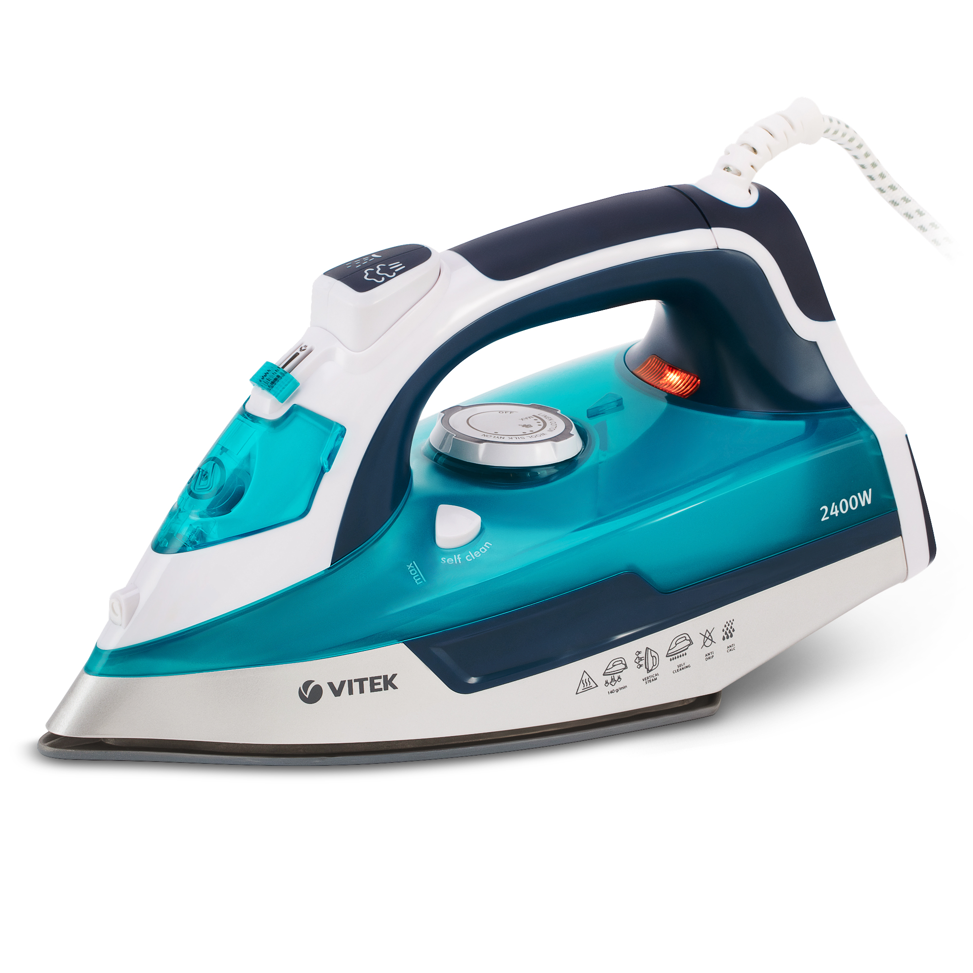 Утюг Vitek 1266-VT-02 2.4 кВт, бирюзовый/белый
