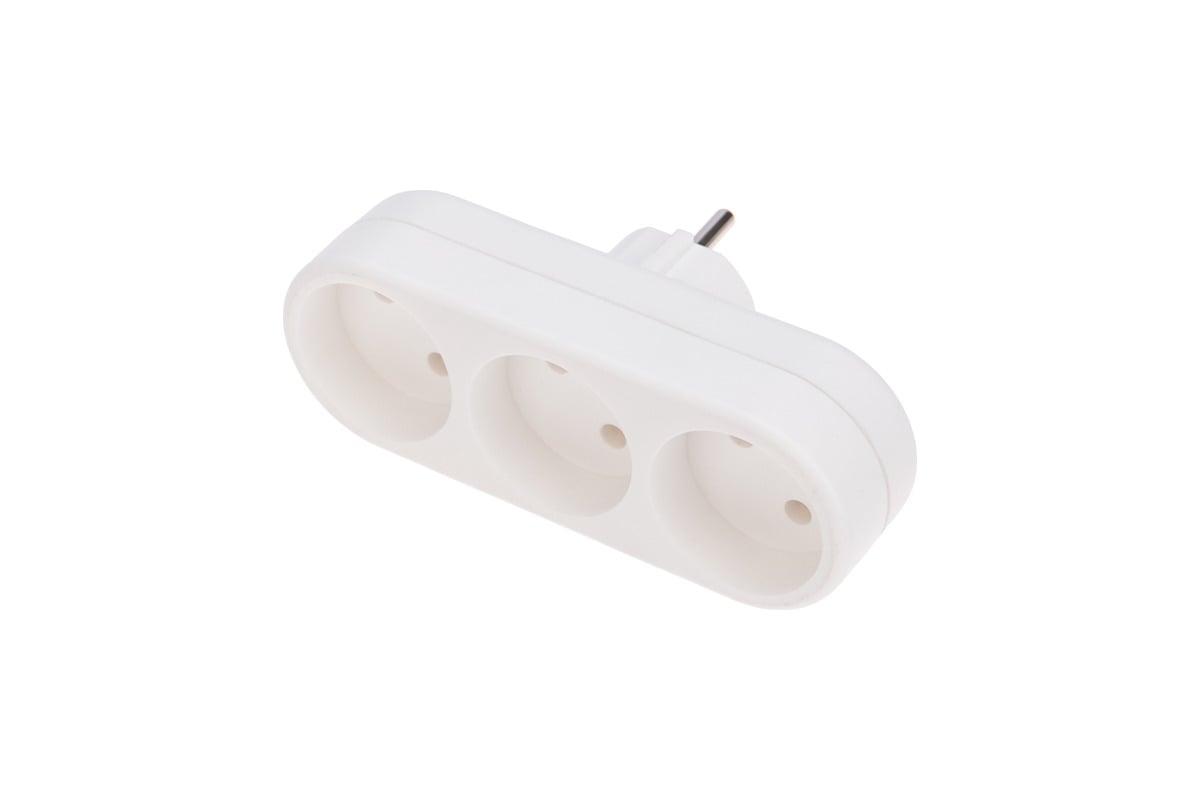 

Сетевой разветвитель Rexant 11-1078 3-розетки, 10А, б/з, белый (11-1078), 11-1078