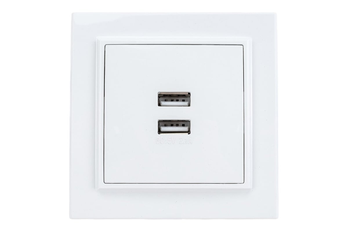 

Розетка EKF Минск, 2xUSB-A, 2.1А, в сборе, белый (ERR-2USB-100)