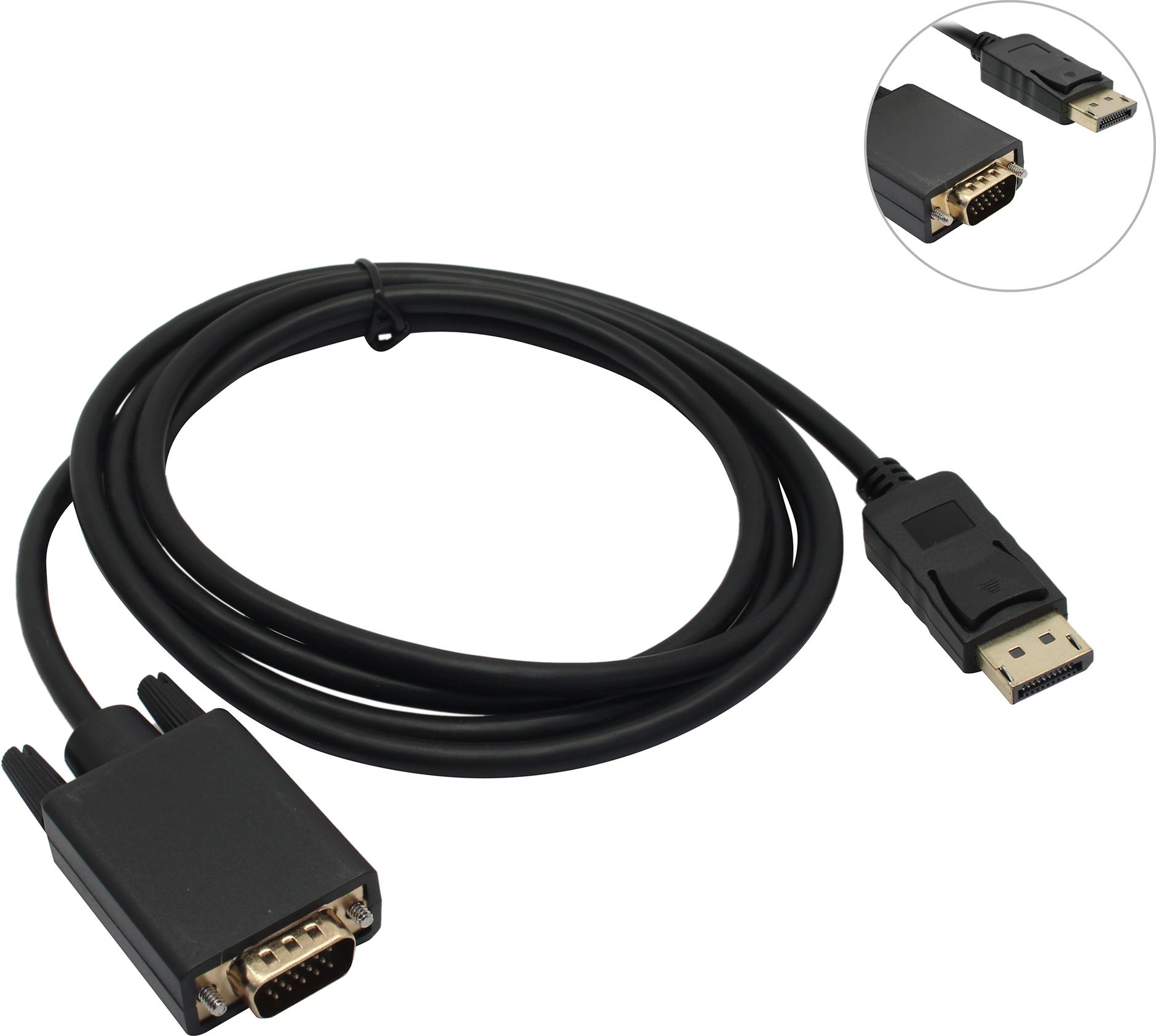 

Кабель-переходник (адаптер) DisplayPort(20M)-VGA(15M), 1.8 м, черный VCOM CG607 (CG607-1.8M), CG607