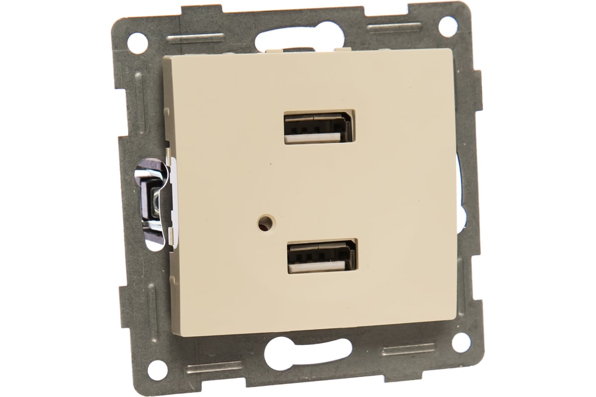 

Розетка GUSI Bravo, 2xUSB-A, механизм с накладкой, бежевый (С10USB2-003), 0