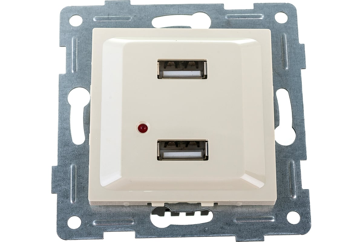 

Розетка GUSI Ugra, 2xUSB-A, механизм с накладкой, бежевый (С11USB2-003), 0