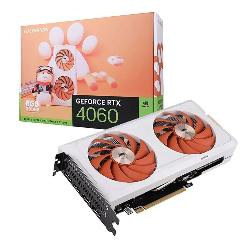 Видеокарта Colorful NVIDIA GeForce RTX 4060 MEOW-ORG 8GB-V, 8Gb GDDR6