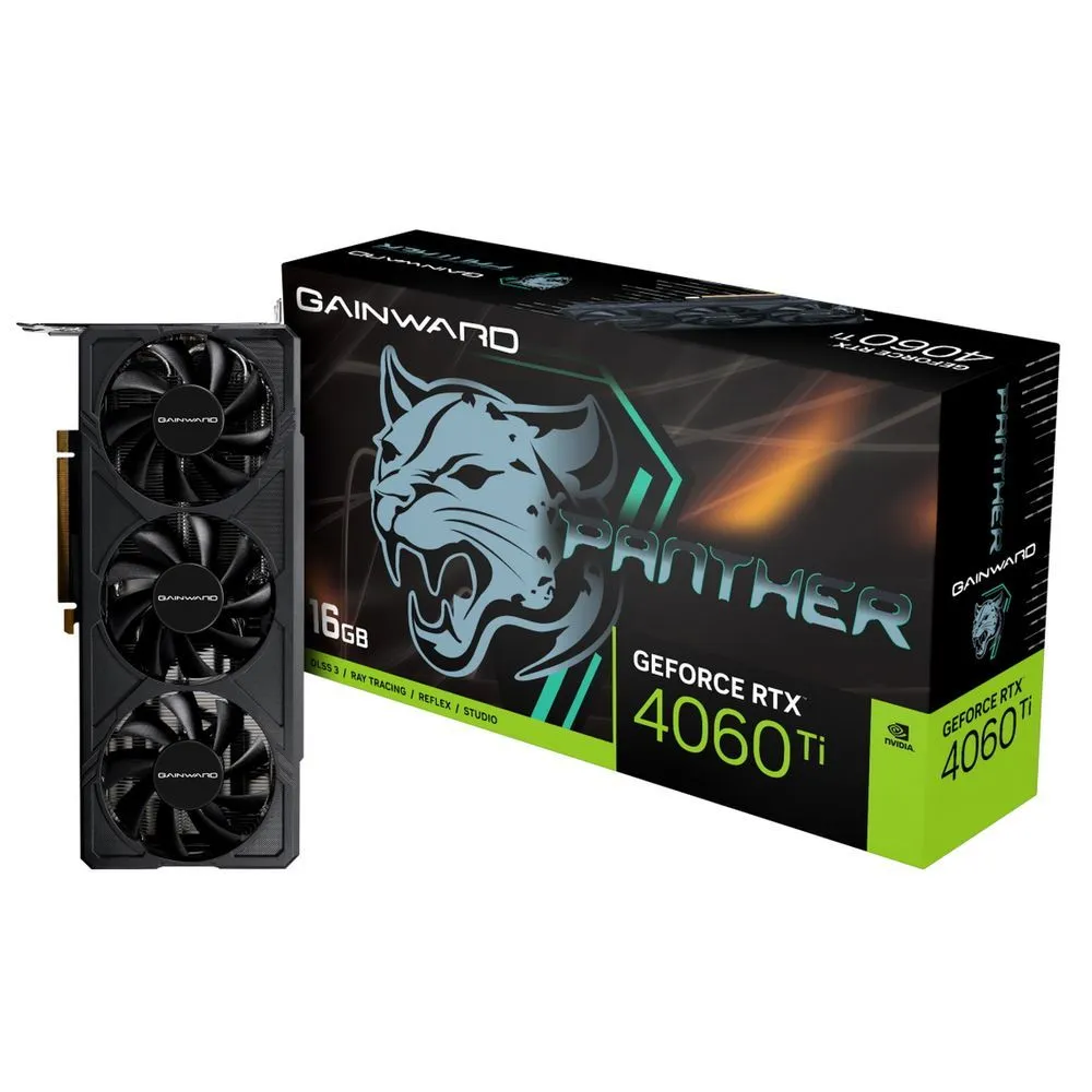 

Видеокарта GAINWARD NVIDIA GeForce RTX 4060Ti PANTHER , 16Gb DDR6, 128 бит, PCI-E, HDMI, 3DP, Retail (NE6406T019T1-1061Z), PANTHER
