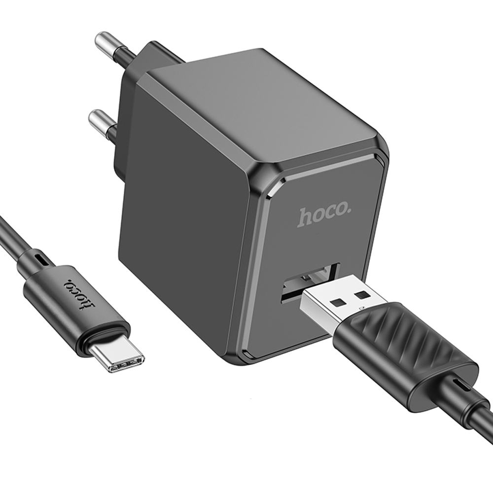 

Сетевое зарядное устройство Hoco Ocean CS11A, USB, EU, черный (6942007603607), кабель USB Type A/USB Type C, CS11A