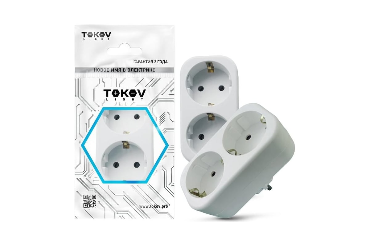 Сетевой разветвитель TOKOV ELECTRIC TKL-S2Z-C01 2-розетки
