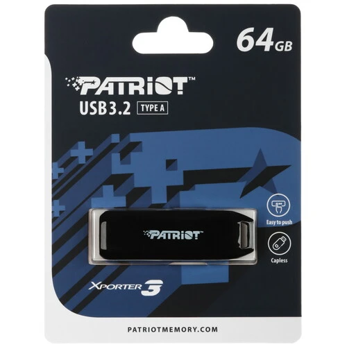 

Флешка 64Gb USB 3.2 Gen 1 Patriot Memory Xporter 3, черный (PSF64GX3B3U)
