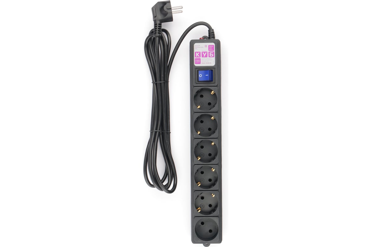 Сетевой фильтр PowerCube SPG6-B1, 6-розеток, 3 м, черный (SPG6-B1)