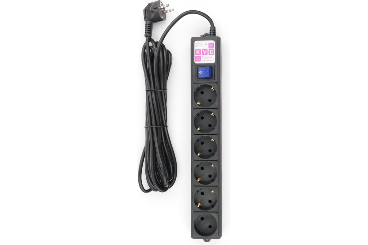 

Сетевой фильтр PowerCube SPG6-B2, 6-розеток, 5 м, черный (SPG6-B2), SPG6-B2
