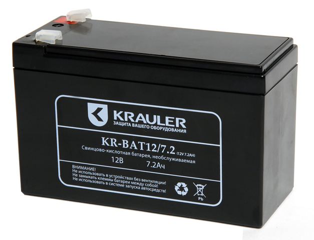 

Аккумуляторная батарея Krauler BAT-12/7.2, 12V 7.2Ah, Черный, KR-BAT-12/7.2