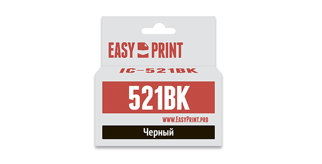 

Картридж EasyPrint IC-CLI521BK для Canon PIXMA iP4700/MP540/620/980/MX860, черный с чипом