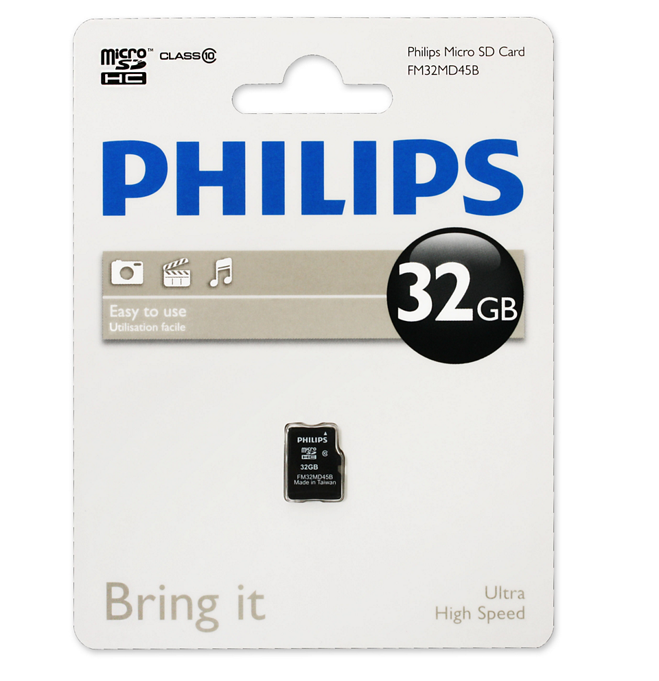 

Карта памяти 32Gb microSDHC PHILIPS Class 10 (FM32MD55B/97)