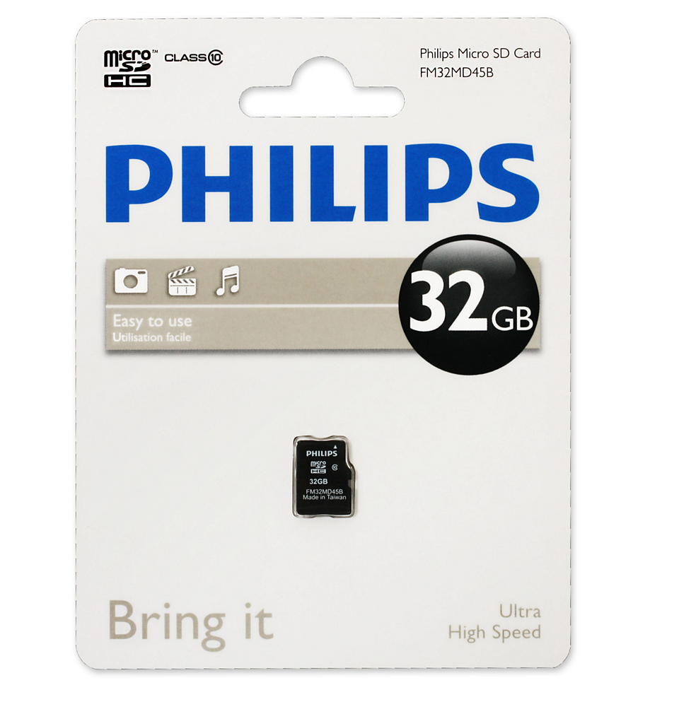 Карта памяти 32Gb microSDHC PHILIPS Class 10 (FM32MD55B/97)