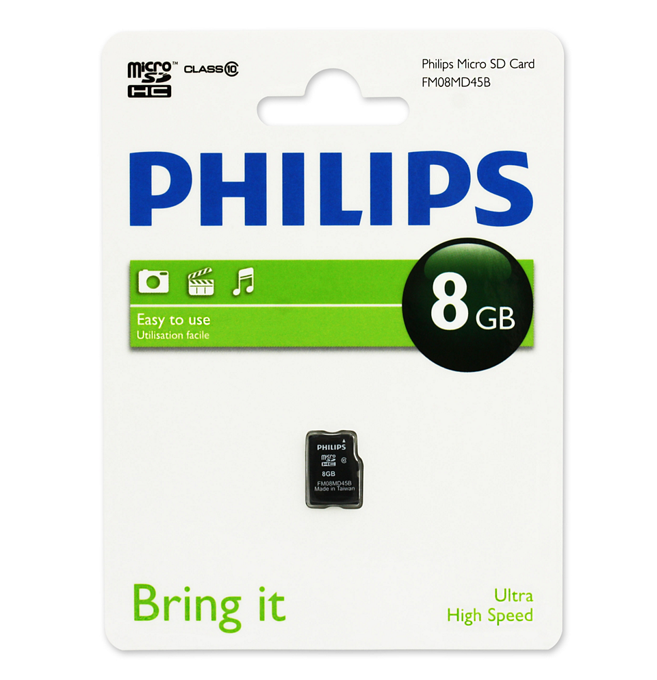 Карта памяти 32Gb microSDHC PHILIPS Class 10 (FM08MD55B/97)