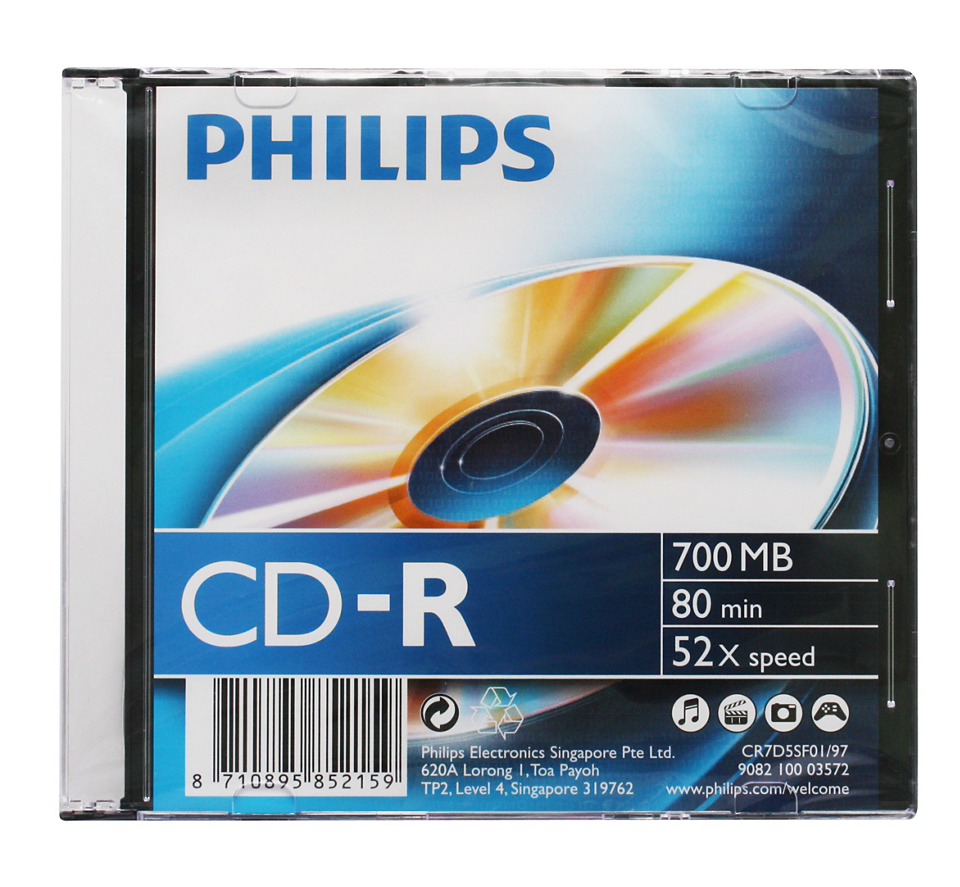 

Диск Philips CD-R, 700Mb, 52x, Slim Case, 1 шт (CR7D5SF01/97)