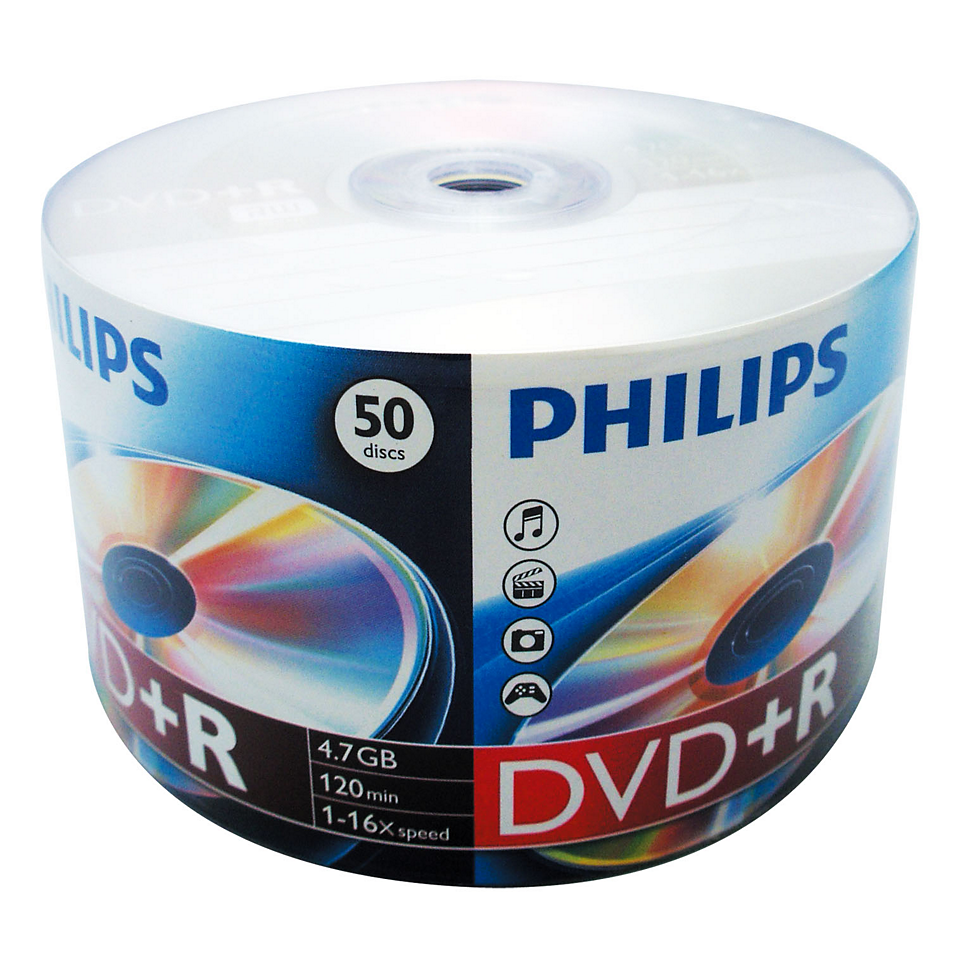 Диск Philips DVD+R, 4.7Gb, 16x, Bulk, 50 шт (DR4S6U50F/97)