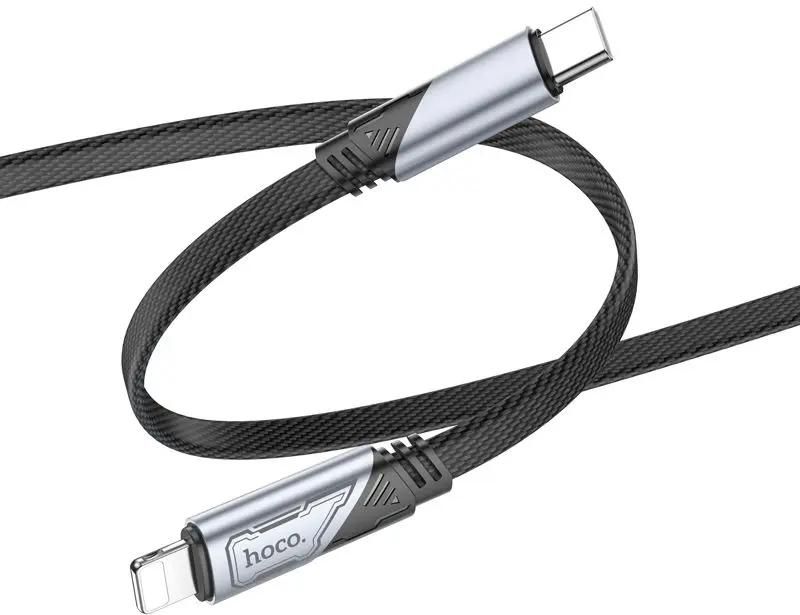 

Кабель USB Type-C-Lightning 8-pin, плоский, 3А, 27 Вт, 1.2 м, черный, HOCO U119 Machine (U119 MACHINE PD IP), U119