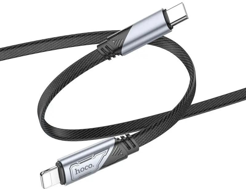 

Кабель USB Type-C-Lightning 8-pin, плоский, 3А, 27 Вт, 1.2 м, черный, HOCO U119 Machine (U119 MACHINE PD IP)