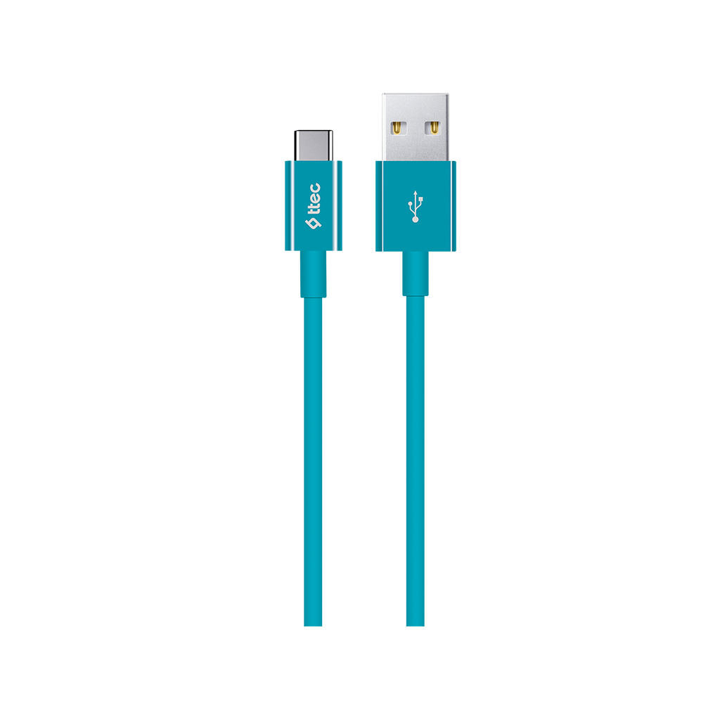 

Дата-кабель USB-USB Type-C, 2А, 1.2 м, TTEC (2DK12TZ), Бирюзовый