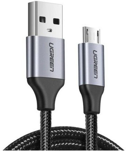 

Кабель USB-Micro USB, быстрая зарядка, 2.4А, 25 см, черный/серый, UGREEN US290 (60144), US290