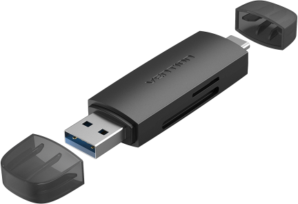 

Картридер внешний Vention, microSD/SD, USB Type-C / USB 3.0, черный (CLKB0)