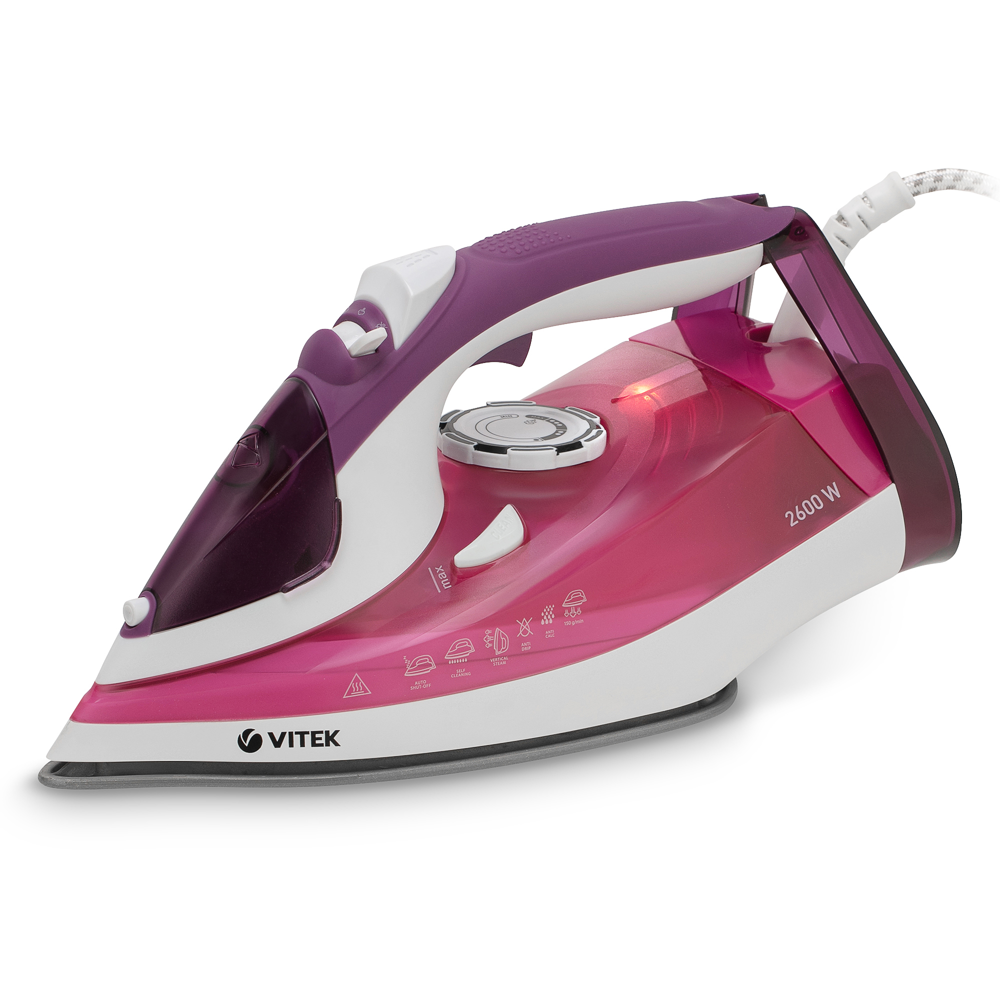 Утюг Vitek VT-8354 2.6 кВт, фиолетовый/белый