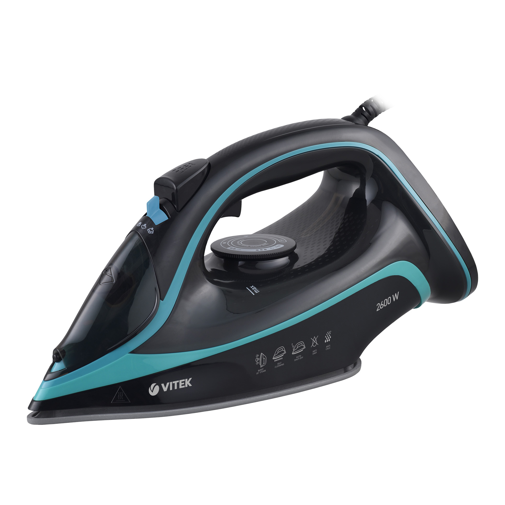 Утюг Vitek VT-8334 2.6 кВт, черный/ бирюзовый