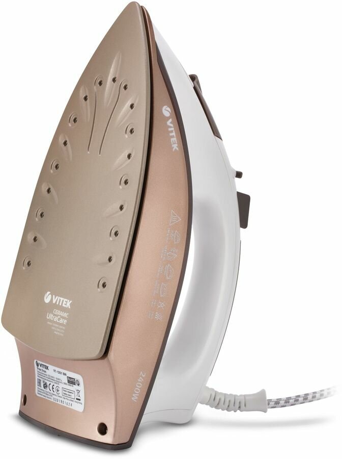 

Утюг Vitek 1201-VT-04 2.4 кВт, длина шнура 2.1 м, коричневый/белый (1201-vt-02), 1201-VT-04