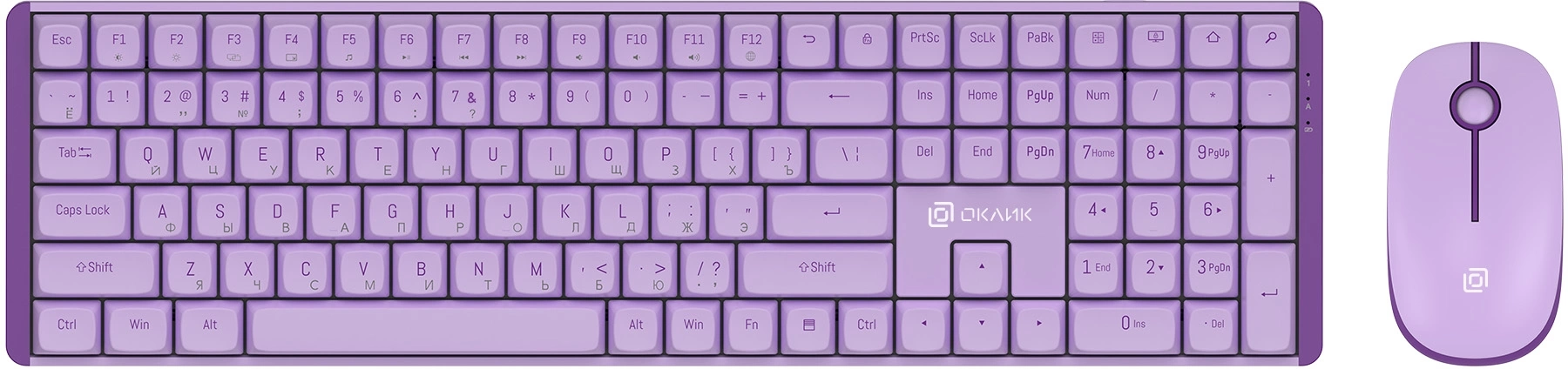 Клавиатура + мышь Oklick S315W, USB, сиреневый (1978643)