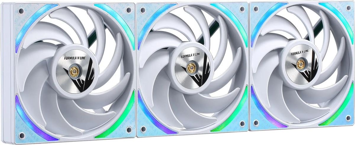 

Комплект вентиляторов Formula V Air Bridge Plus, 120 мм, 1300rpm, 27.2 дБ, 4-pin PWM, 3шт, белый, ARGB подсветка (AIR BRIDGE PLUS WH), Air Bridge Plus