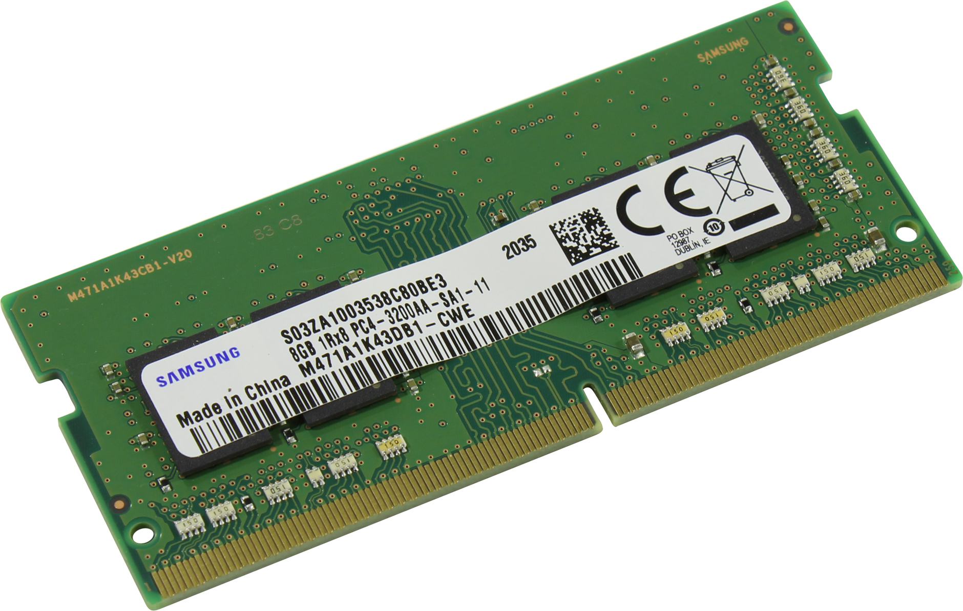 

Память DDR4 SODIMM 8Gb, 3200MHz, CL22, 1.2 В, Samsung (M471A1K43DB1-CWE), M471A1K43DB1-CWE