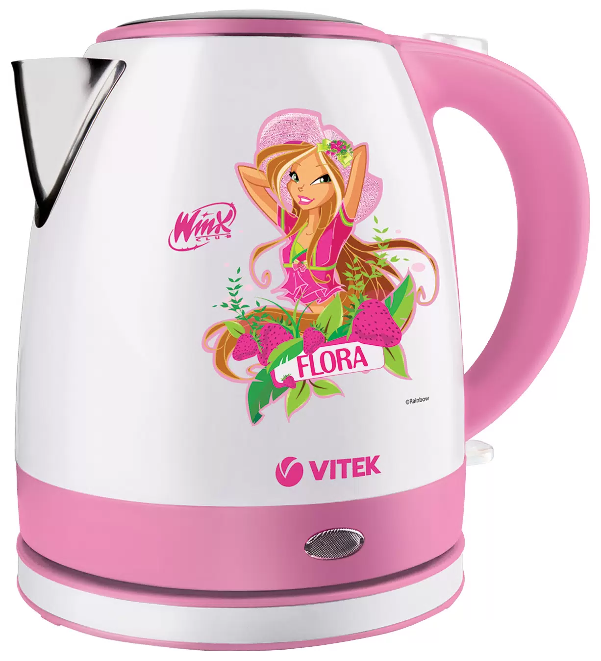 

Чайник электрический VITEK WX-1001 1.2л. 2.2 кВт, металл, бело-розовый (WX-1001), WX-1001