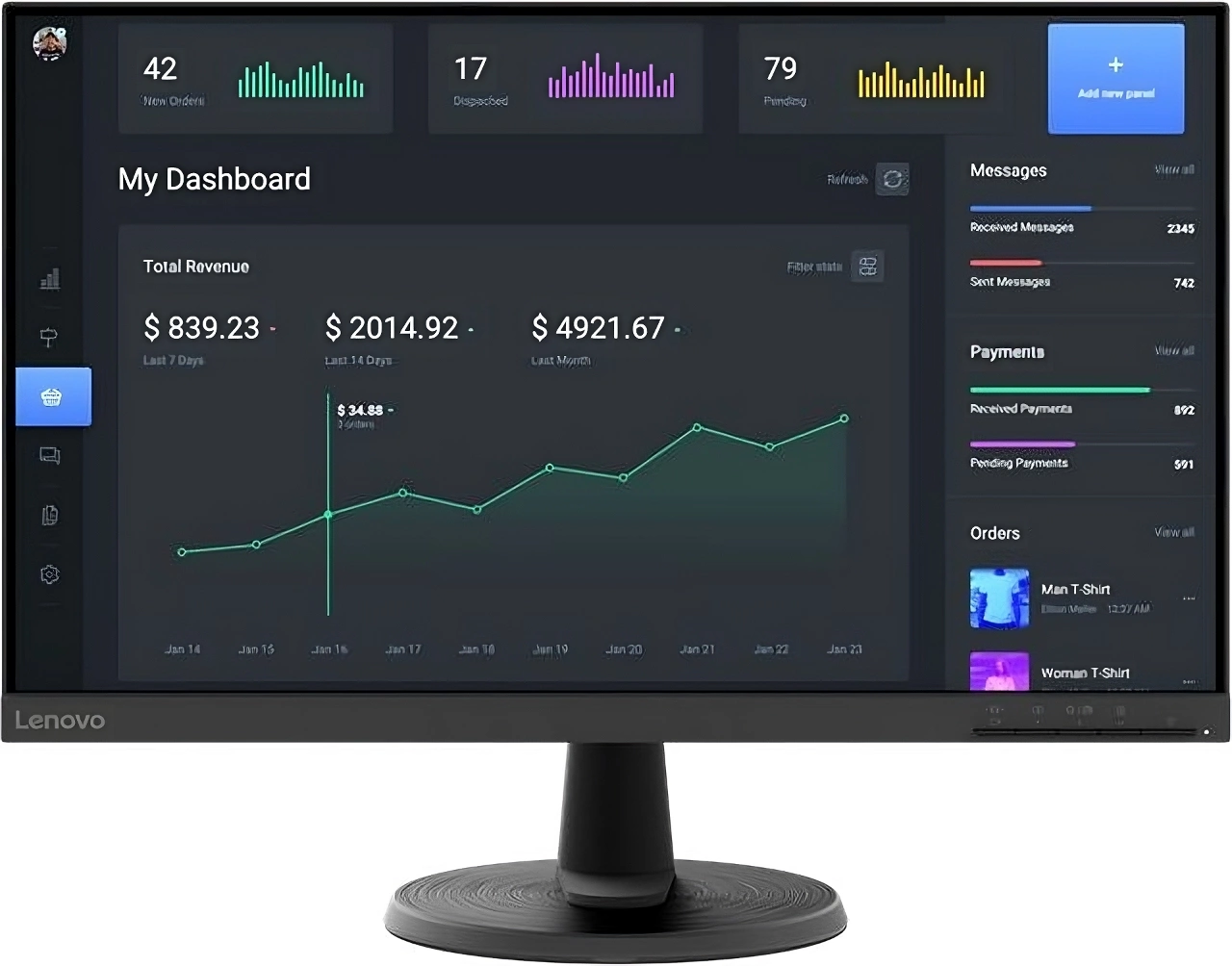 

Монитор 23.8" Lenovo ThinkVision C24-40 VA, 1920x1080 (16:9), 250кд/м2, 4 мс, 178°/178°, VGA, HDMI, черный (63DCKAT6UK), C24-40