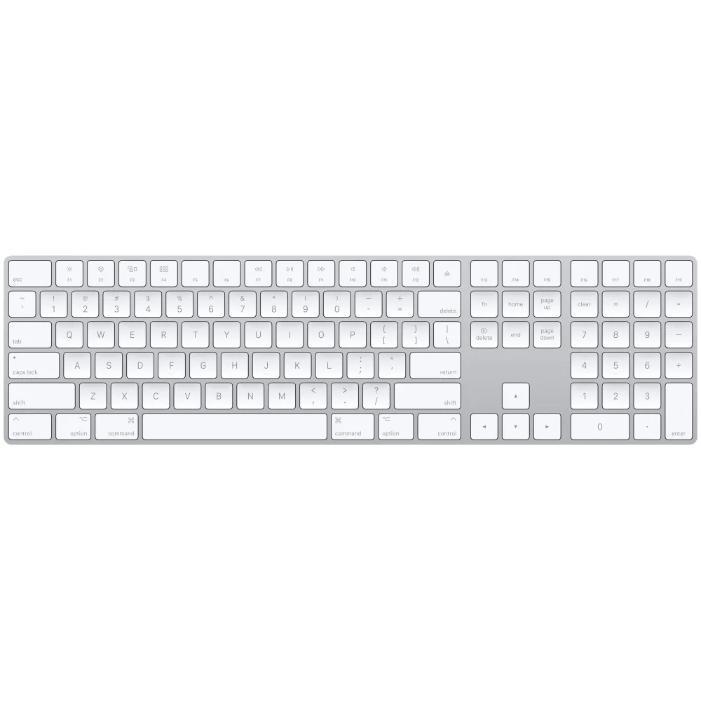 

Клавиатура проводное/беспроводное Apple Magic Keyboard with Numeric Keypad , ножничная, Bluetooth/USB, серебристый (MQ052LL/A) Английская раскладка!!!, Magic Keyboard with Numeric Keypad