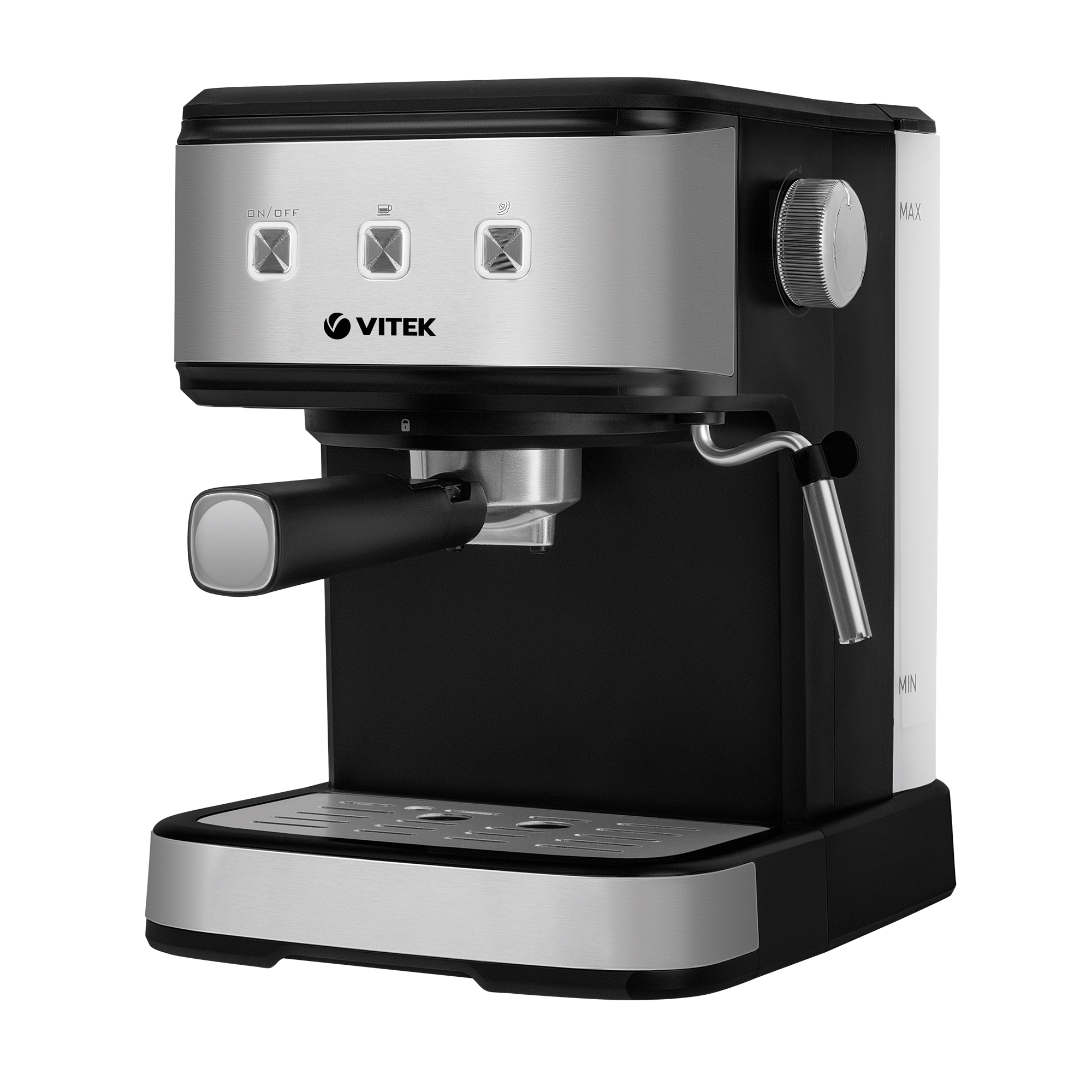 

Кофеварка рожковая VITEK VT-8471, 850 Вт, кофе молотый, 1.5 л, капучинатор, черный/серебристый (VT-8471), VT-8471