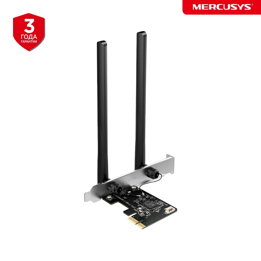 

Адаптер Bluetooth+Wi-Fi Mercusys MA30E, 802.11a/b/g/n/ac, 2.4 / 5 ГГц, до 1.17 Гбит/с, PCI-E, внешних антенн: 2 (MA30E), MA30E