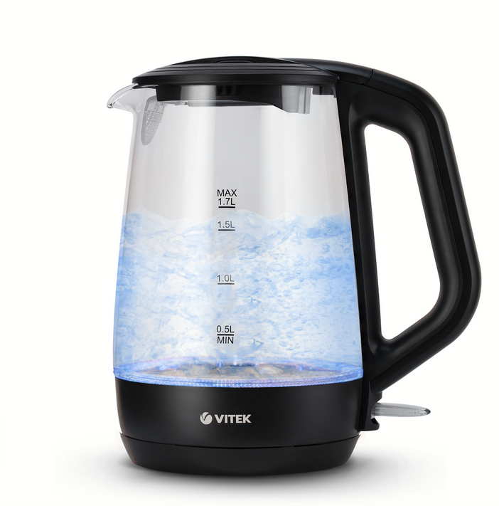 

Чайник электрический VITEK VT-7069 1.7л. 2.2 кВт, металл/стекло, черный (VT-7069), VT-7069