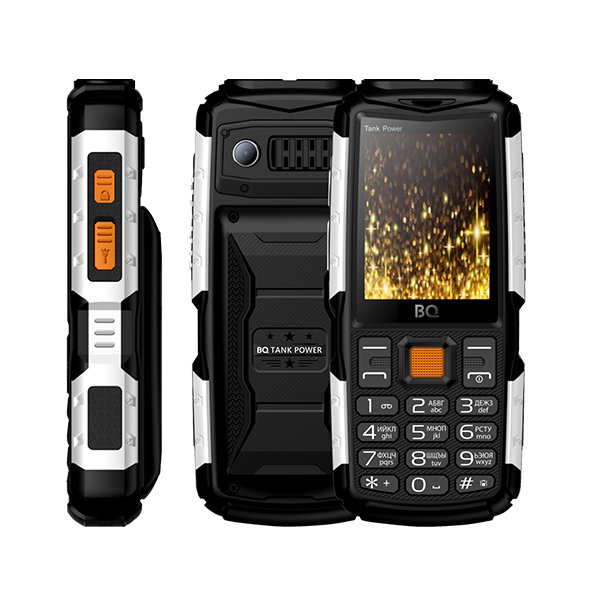 Мобильный телефон BQ BQ-2430 Tank Power, 2.4" 320x240 TN, 32Mb RAM, BT, 2-Sim, 4000 мА·ч, черный/серебристый (85955786) б/у, после ремонта, следы эксплуатации, комплект полный