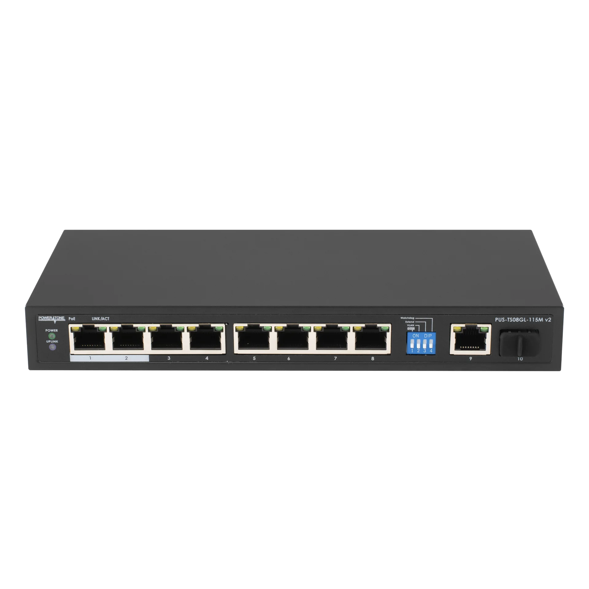 

Коммутатор Powertone PUS-TS08GL-115M v2, кол-во портов: 8x1 Гбит/с, кол-во SFP/uplink: combo RJ-45/SFP 1x1 Гбит/с, PoE: 8x30 Вт (макс. 115 Вт) (PUS-TS08GL-115M v2), PUS-TS08GL-115M v2