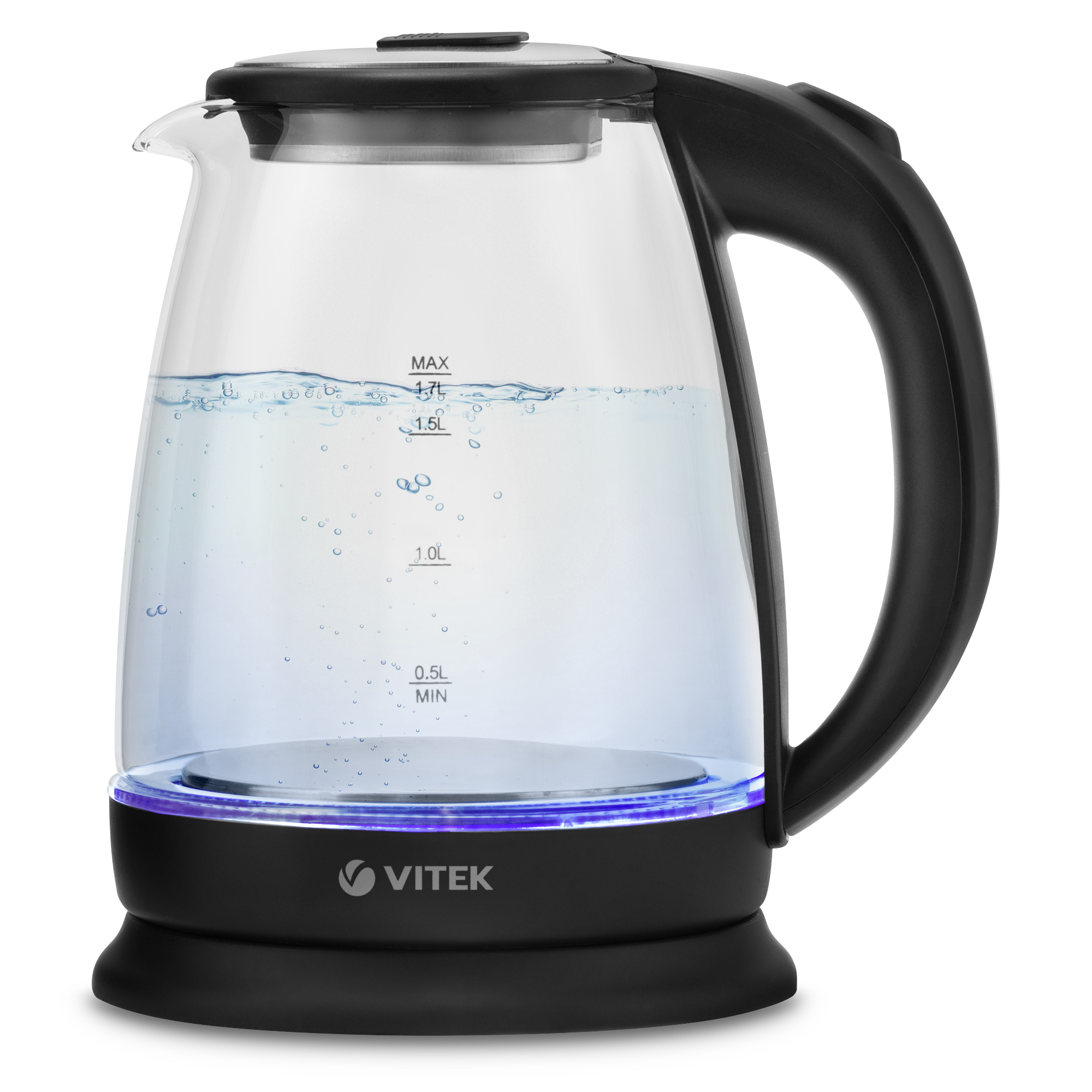 

Чайник VITEK VT-7075 1.7л. 1.85 кВт, стекло, черный (VT-7075), VT-7075