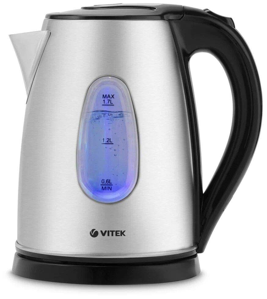 

Чайник электрический VITEK VT-1143 1.7л. 2.2 кВт, металл/пластик, нержавеющая сталь/черный (VT-1143), VT-1143