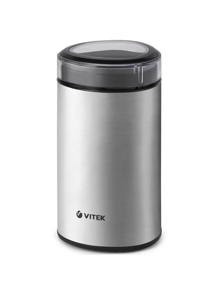 

Кофемолка Vitek VT-8365, ротационный нож, 180 г, 200 Вт, серебристый (VT-8365), VT-8365